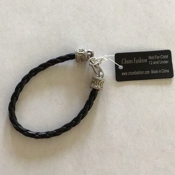 Modern Black and Silver Braided Bracelet - Picture 1 of 4